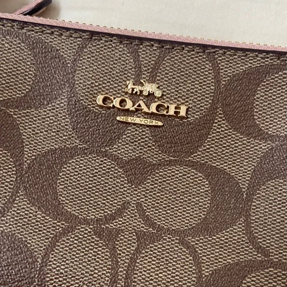Coach Signature Brown and Pink Wristlet - Picture 2 of 8